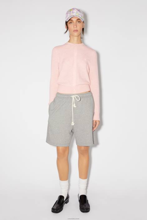 Apparel 8FXBR90 Acne Studios Crew neck cardigan Faded Pink Melange