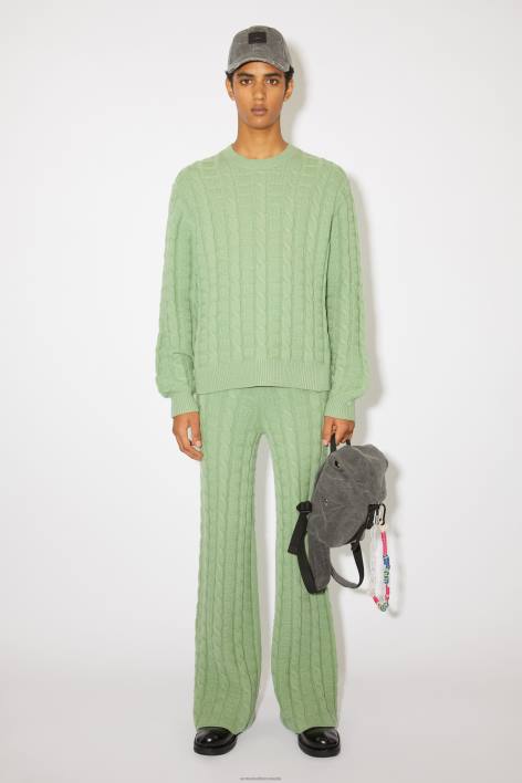 Apparel 8FXBR934 Acne Studios Cable wool jumper Unisex Sage Green