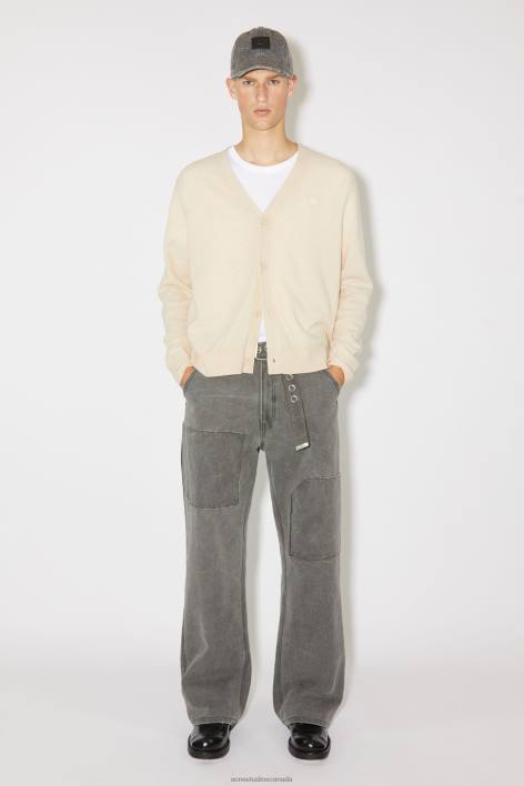 Apparel 8FXBR941 Acne Studios V-neck cardigan Unisex Oatmeal Melange