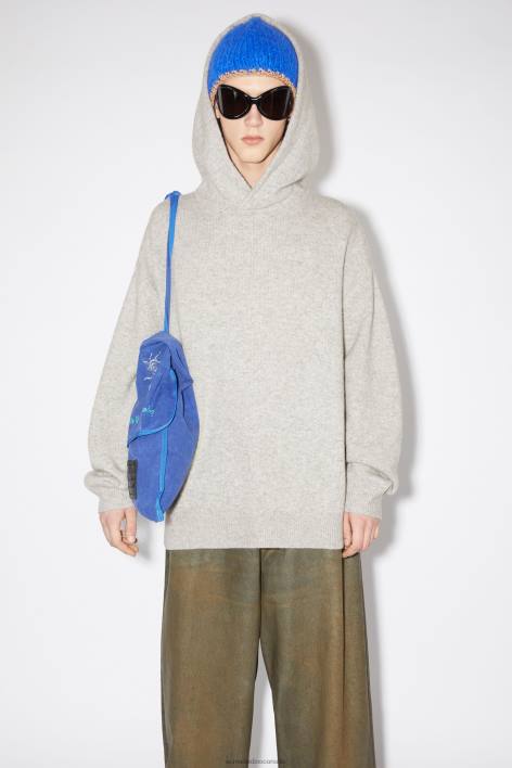 Apparel 8FXBR945 Acne Studios Wool cashmere hoodie Light Grey Melange