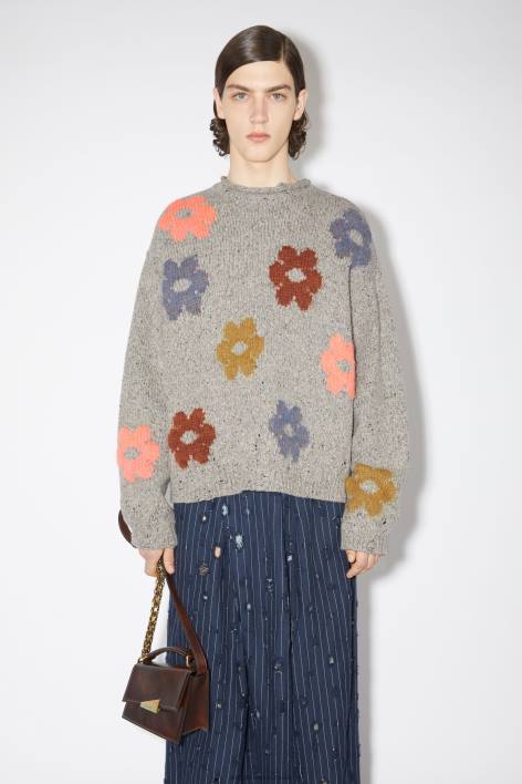 Apparel 8FXBR947 Acne Studios Jacquard wool blend jumper Grey Melange