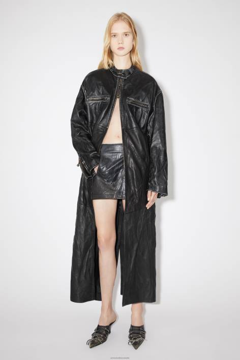 Apparel 8FXBR42 Acne Studios Long leather coat Runway Show Black