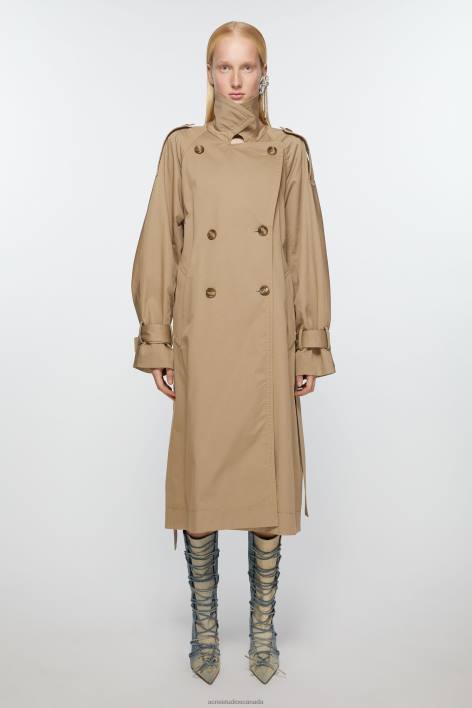 Apparel 8FXBR5 Acne Studios Double-breasted trench coat Cold Beige