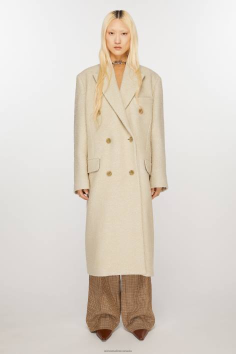 Apparel 8FXBR7 Acne Studios Double-breasted wool coat Warm White