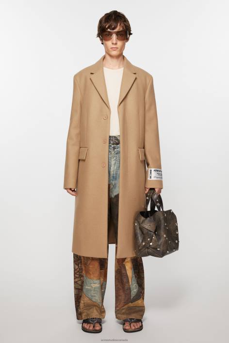 Apparel 8FXBR886 Acne Studios Single-breasted wool coat Camel Beige