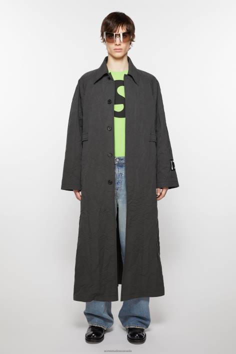 Apparel 8FXBR891 Acne Studios Crinkled trench coat Dark Grey