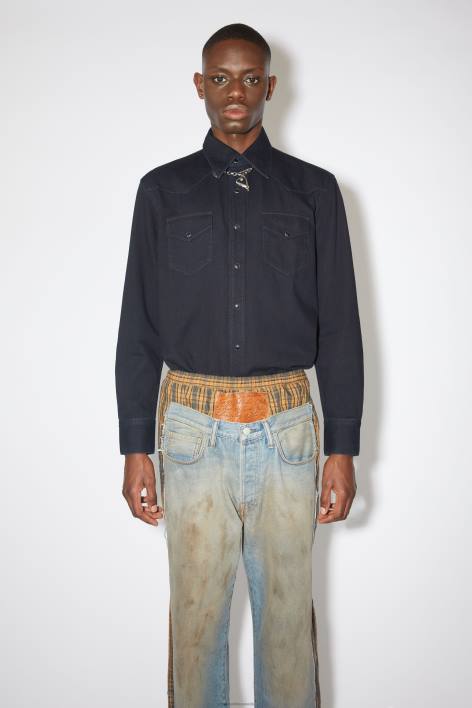 Apparel 8FXBR1007 Acne Studios Denim button-up shirt Blue/Black