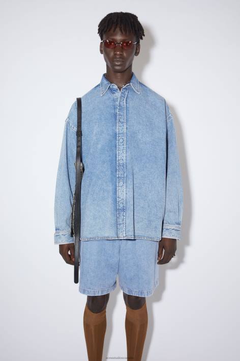 Apparel 8FXBR1175 Acne Studios Denim button-up shirt Indigo Blue