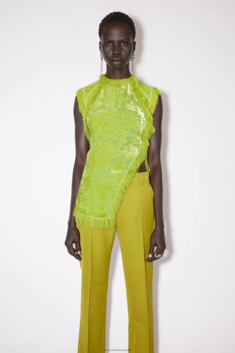 Apparel 8FXBR181 Acne Studios Velvet top Runway Show Apple Green