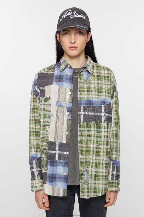 Apparel 8FXBR985 Acne Studios Print button-up shirt Green Multi