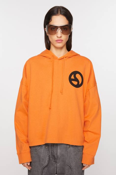 Apparel 8FXBR144 Acne Studios Hooded sweater Sharp Orange