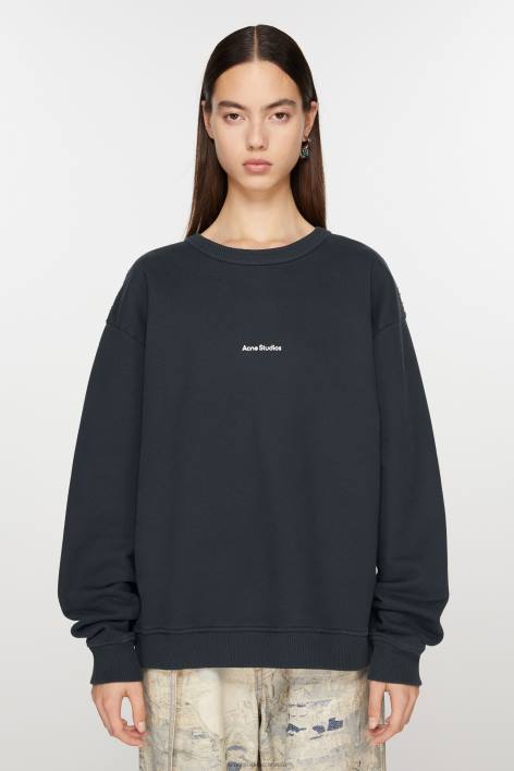 Apparel 8FXBR149 Acne Studios Stamp logo sweatshirt Black