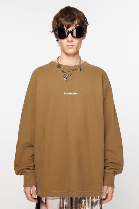 Apparel 8FXBR961 Acne Studios Stamp logo sweater Mud Beige