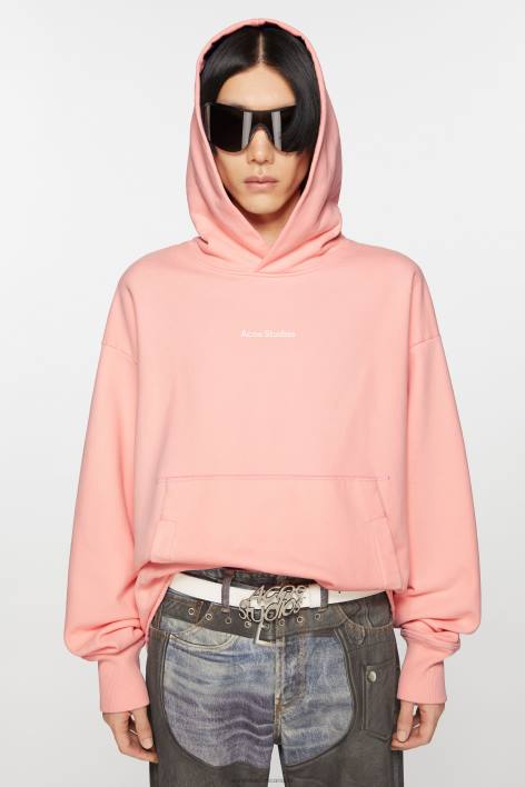 Apparel 8FXBR965 Acne Studios Stamp logo hoodie Pale Pink