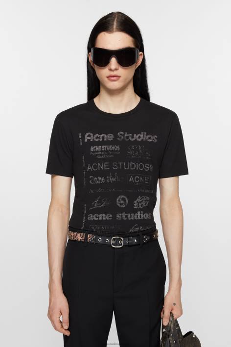 Apparel 8FXBR1090 Acne Studios Logo t-shirt - Relaxed fit Black