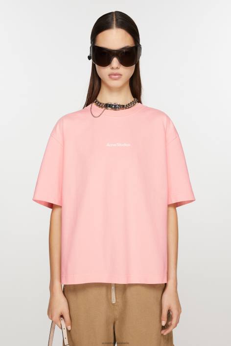 Apparel 8FXBR362 Acne Studios T-shirt stamp logo Pale Pink