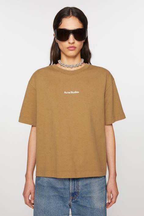 Apparel 8FXBR364 Acne Studios T-shirt stamp logo Mud Beige