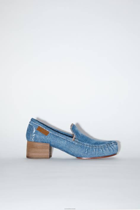 Footwear 8FXBR537 Acne Studios Heeled denim loafers Blue